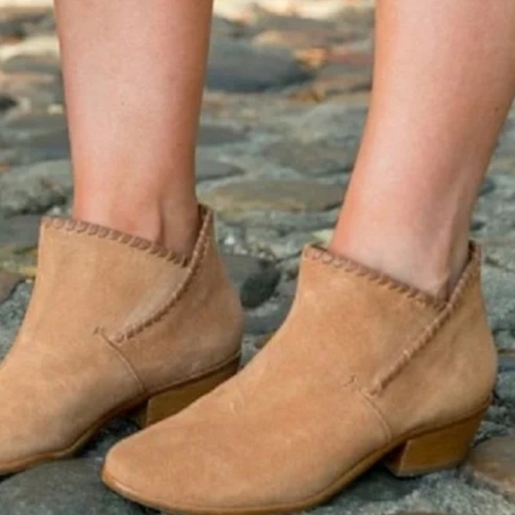 Jack Rogers Sadie Ankle Boots Cognac Suede Leather Sz 10 - Picture 2 of 11